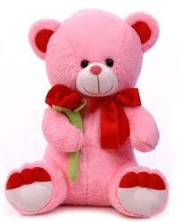 Soft pink teddy bear with heart bow